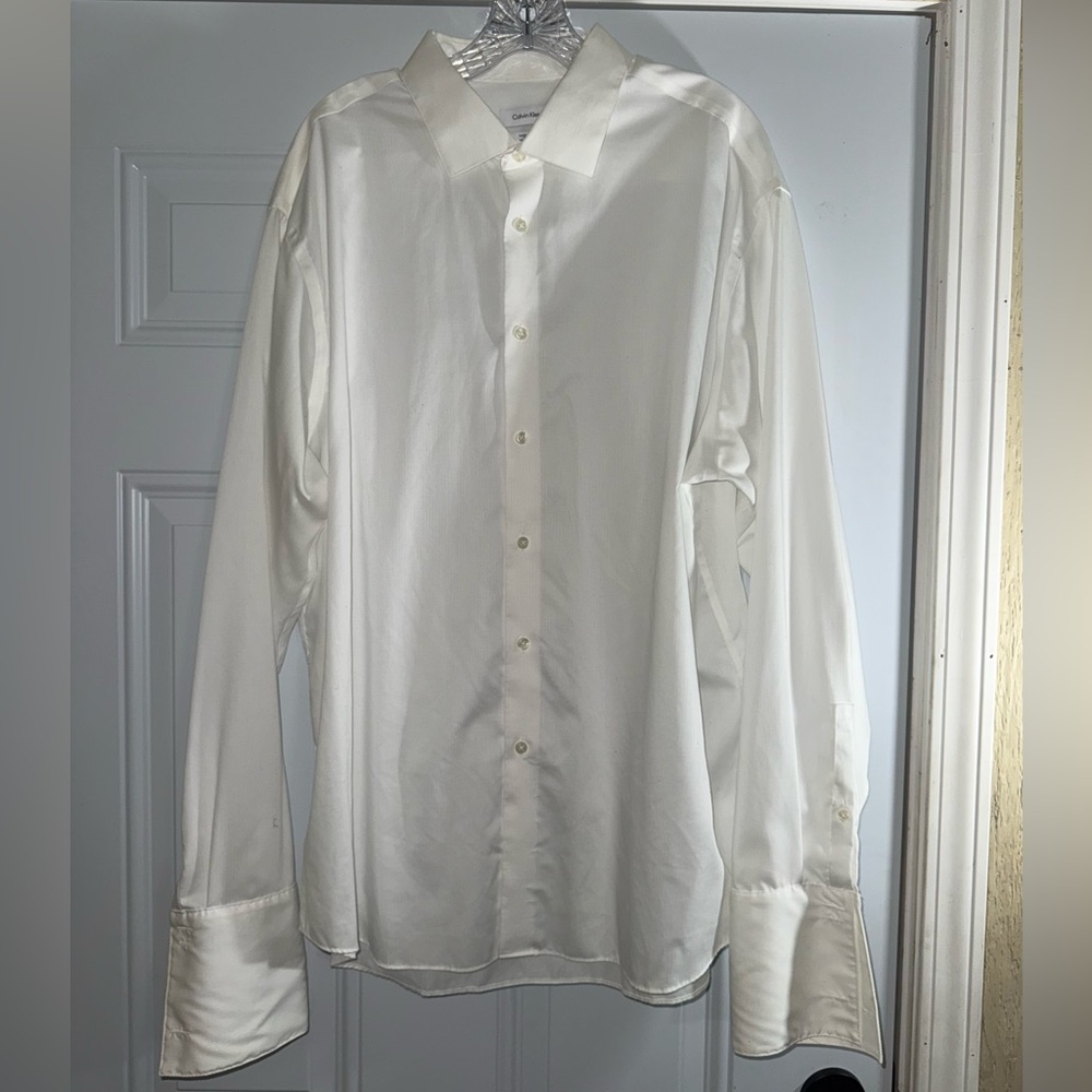 Calvin Klein French Cuff White Dress Shirt 18.5 XXL